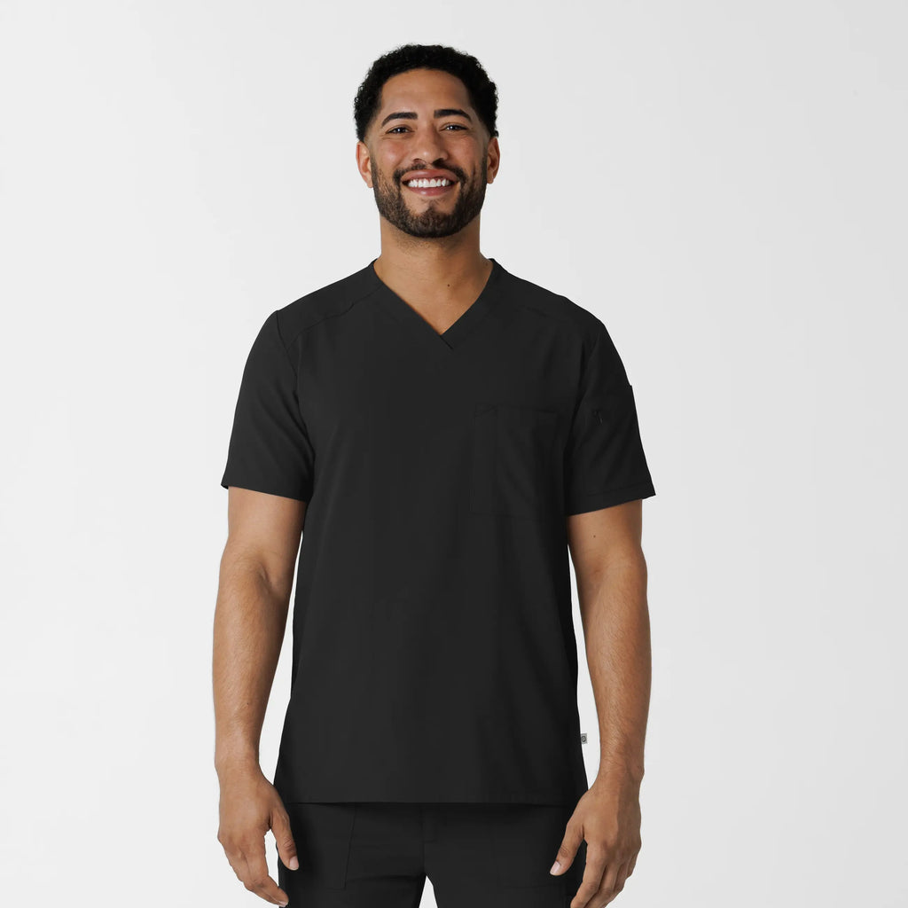 Wink Scrubs Men's V-Neck 5 Pocket Scrub Top Black | scrub-supply.com