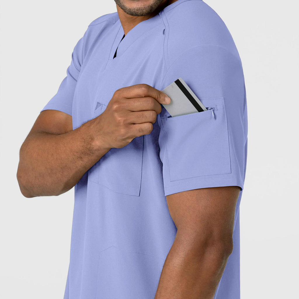 Wink Scrubs Men's V-Neck 5 Pocket Scrub Top Ceil Blue | scrub-supply.com