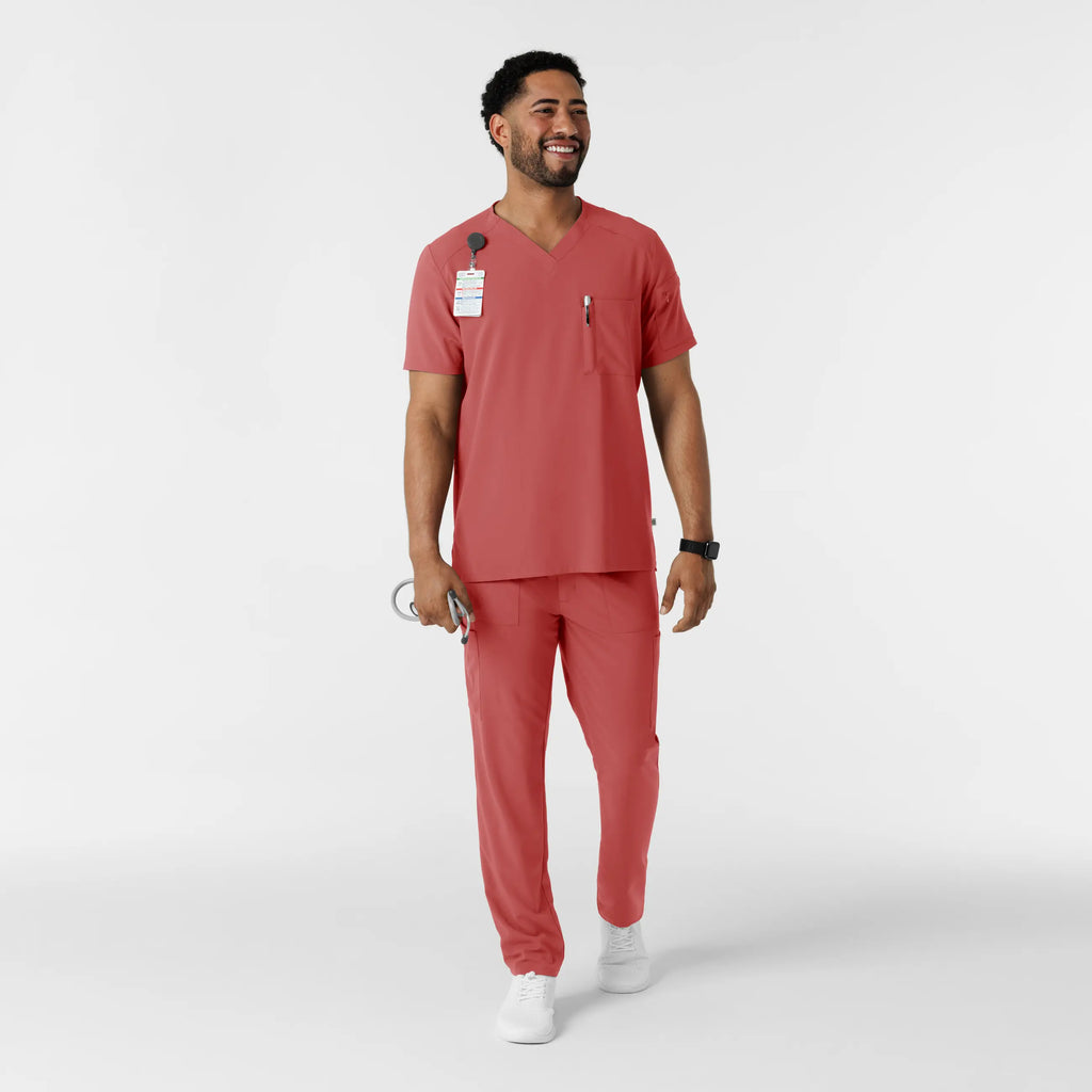 Wink Scrubs Men's 5-Pocket V-Neck Scrub Top Mineral Red | scrub-supply.com