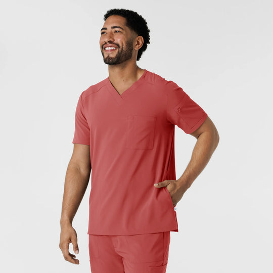 Wink Scrubs Men's 5-Pocket V-Neck Scrub Top Mineral Red | scrub-supply.com