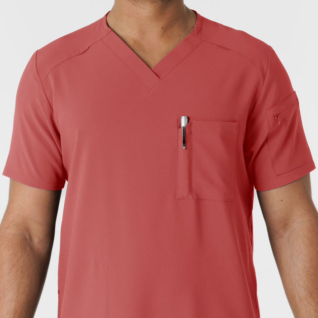Wink Scrubs Men's 5-Pocket V-Neck Scrub Top Mineral Red | scrub-supply.com