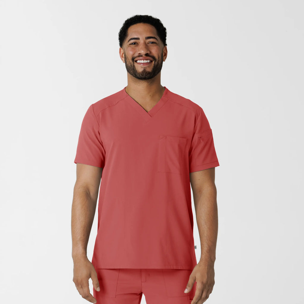 Wink Scrubs Men's 5-Pocket V-Neck Scrub Top Mineral Red | scrub-supply.com