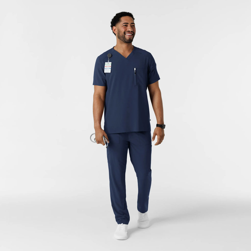 Wink Scrubs Men's V-Neck 5 Pocket Scrub Top Navy | scrub-supply.com