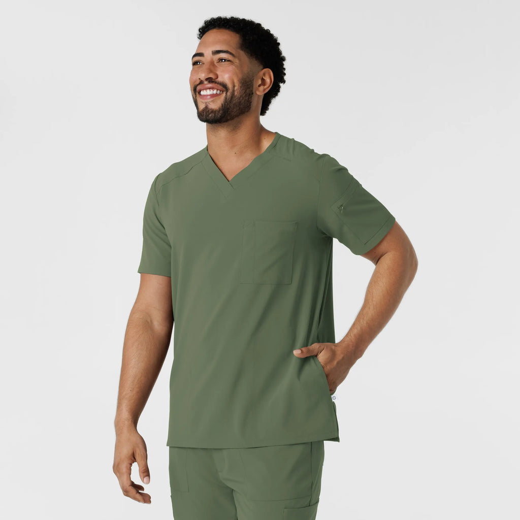 Wink Scrubs Men's V-Neck 5 Pocket Scrub Top Olive | scrub-supply.com