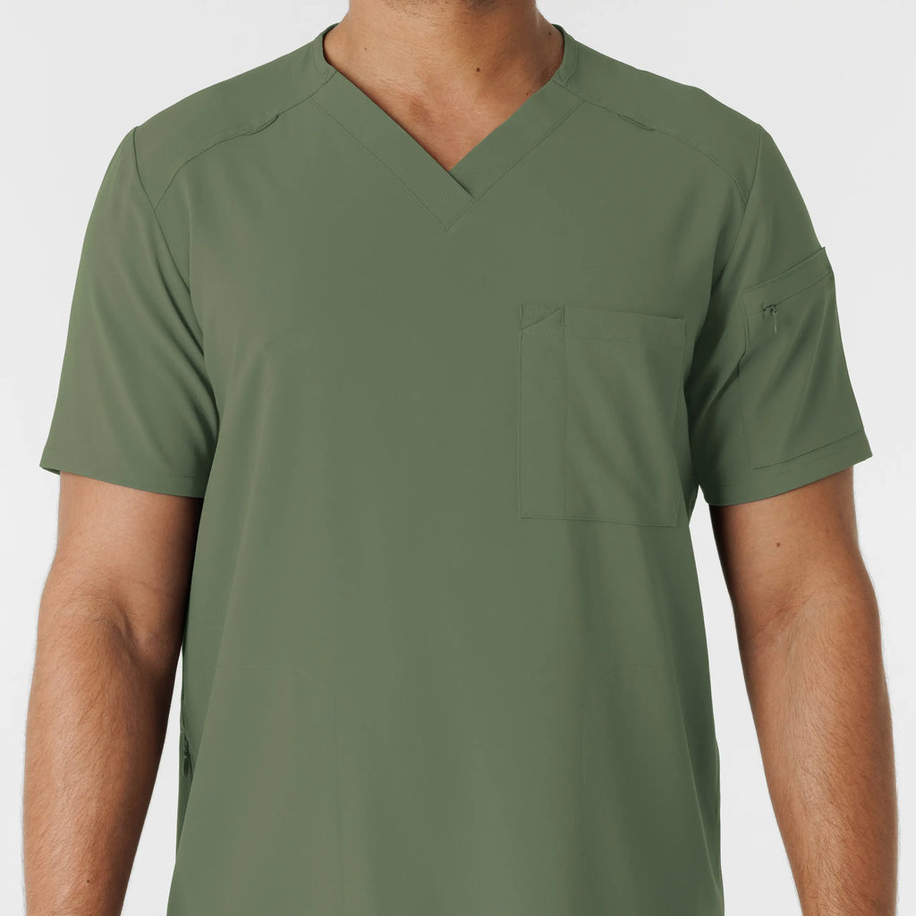 Wink Scrubs Men's V-Neck 5 Pocket Scrub Top Olive | scrub-supply.com