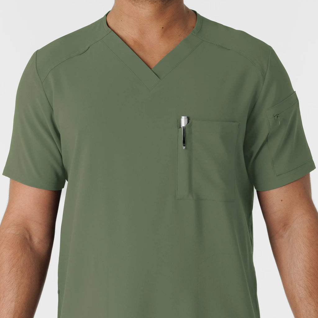 Wink Scrubs Men's V-Neck 5 Pocket Scrub Top Olive | scrub-supply.com