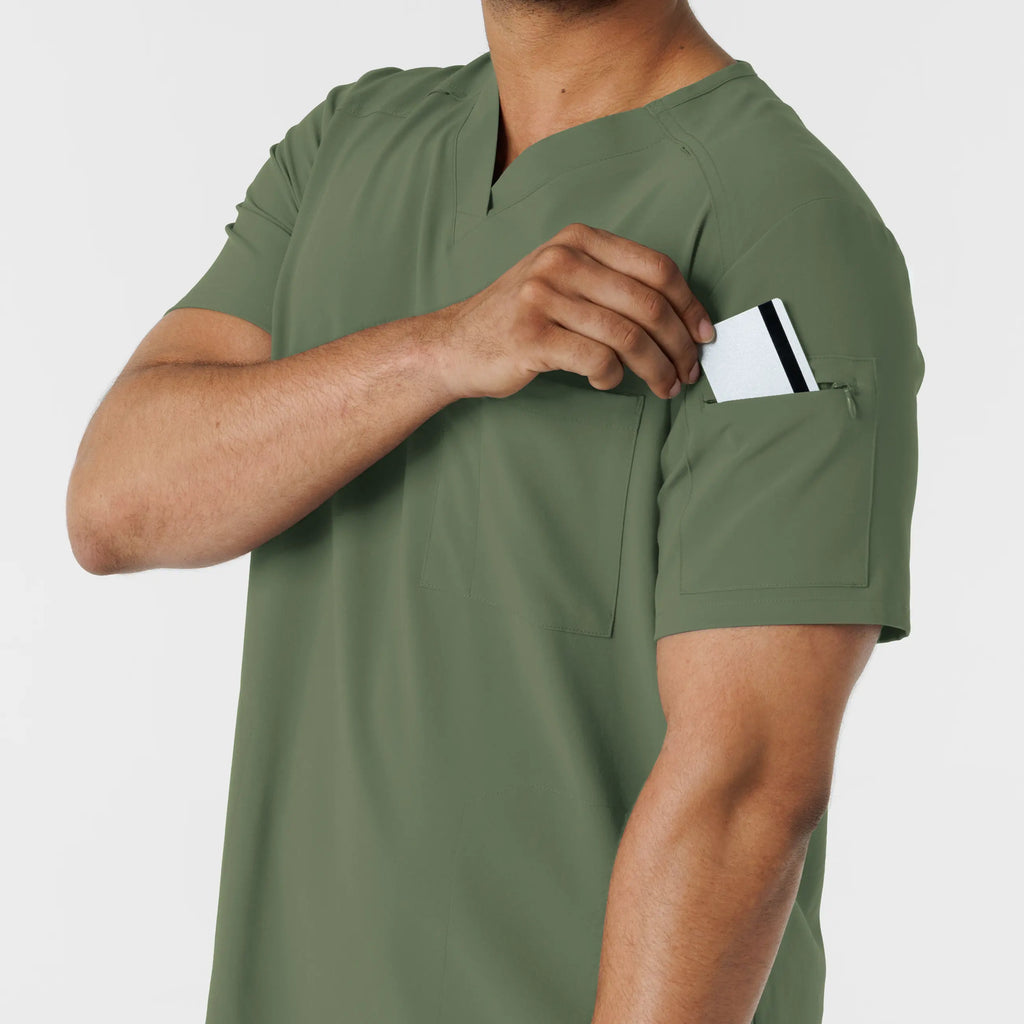 Wink Scrubs Men's V-Neck 5 Pocket Scrub Top Olive | scrub-supply.com