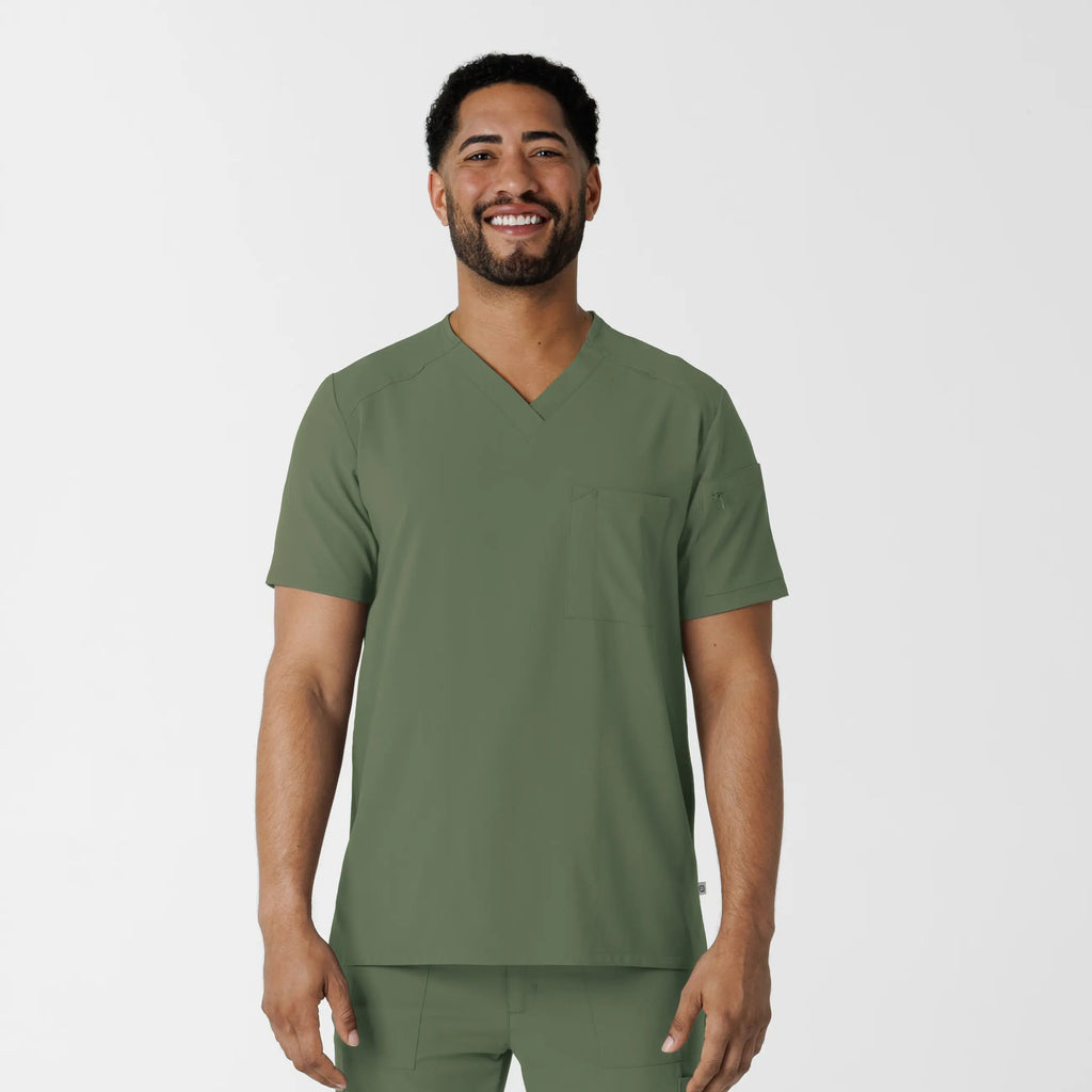 Wink Scrubs Men's V-Neck 5 Pocket Scrub Top Olive | scrub-supply.com