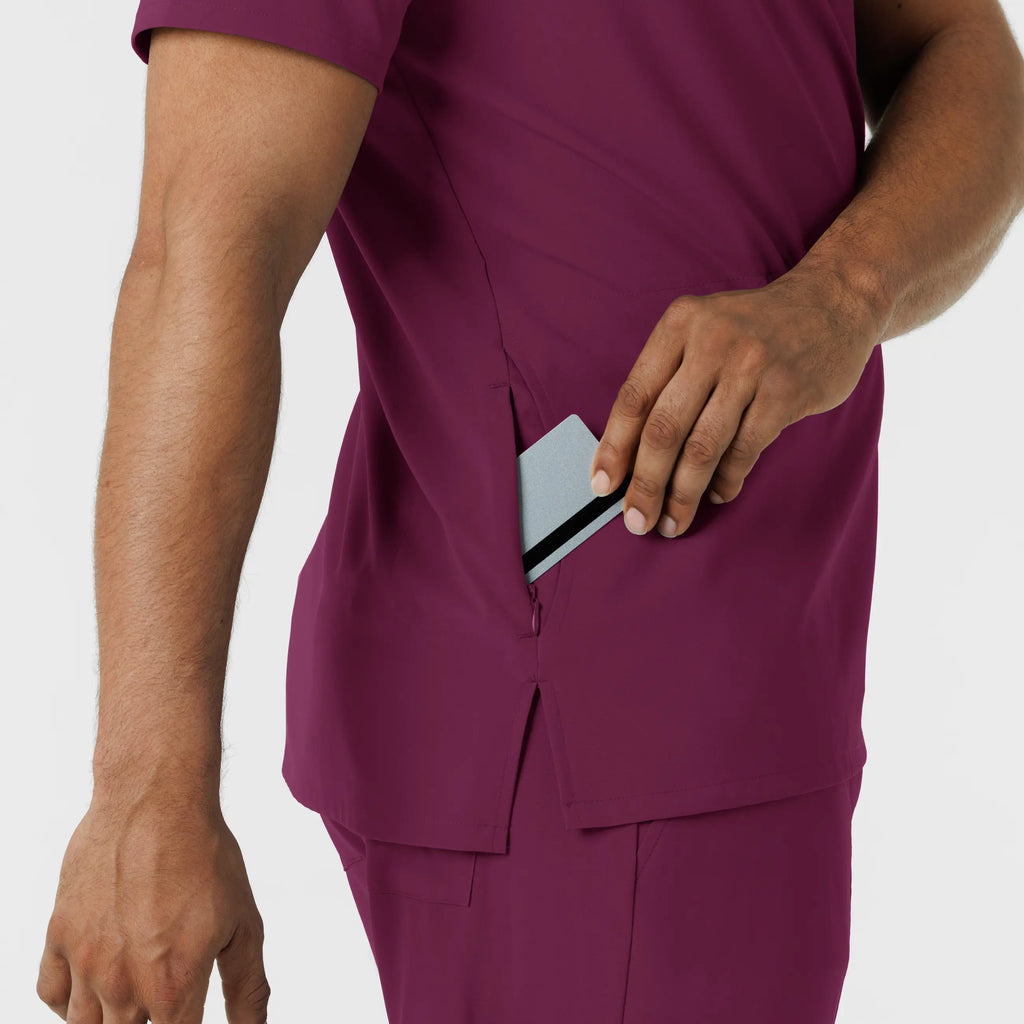 Wink Scrubs Men's V-Neck 5 Pocket Scrub Top Wine | scrub-supply.com