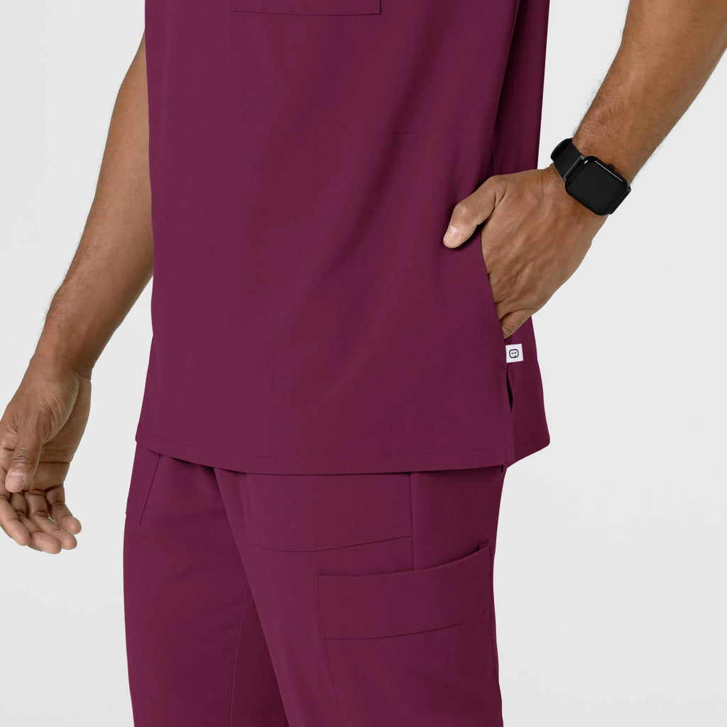 Wink Scrubs Men's V-Neck 5 Pocket Scrub Top Wine | scrub-supply.com