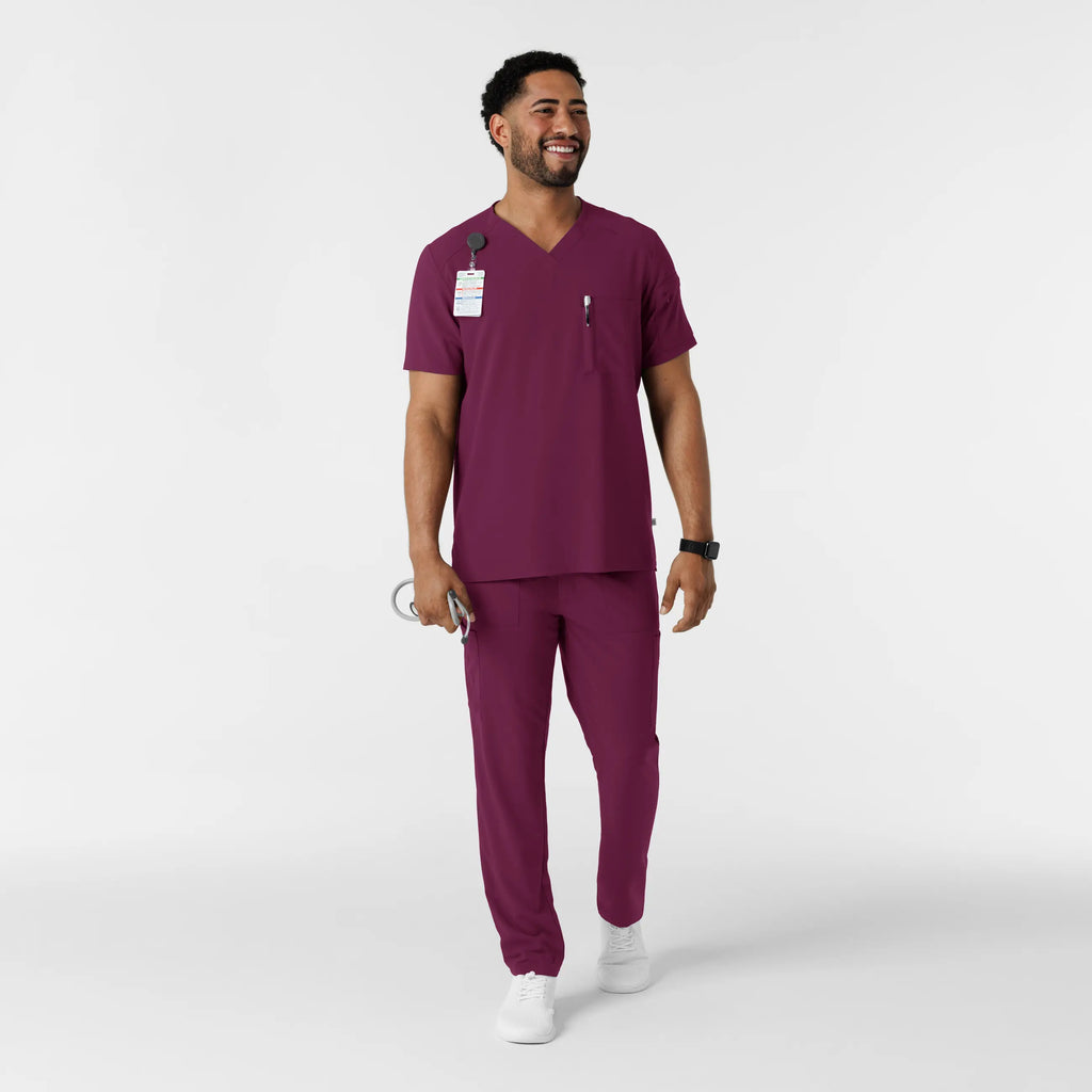 Wink Scrubs Men's V-Neck 5 Pocket Scrub Top Wine | scrub-supply.com