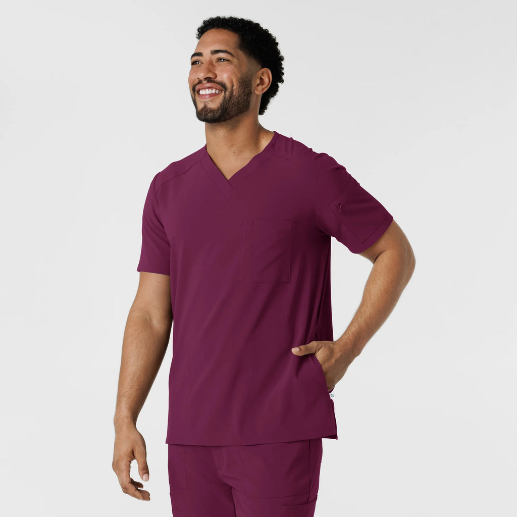 Wink Scrubs Men's V-Neck 5 Pocket Scrub Top Wine | scrub-supply.com