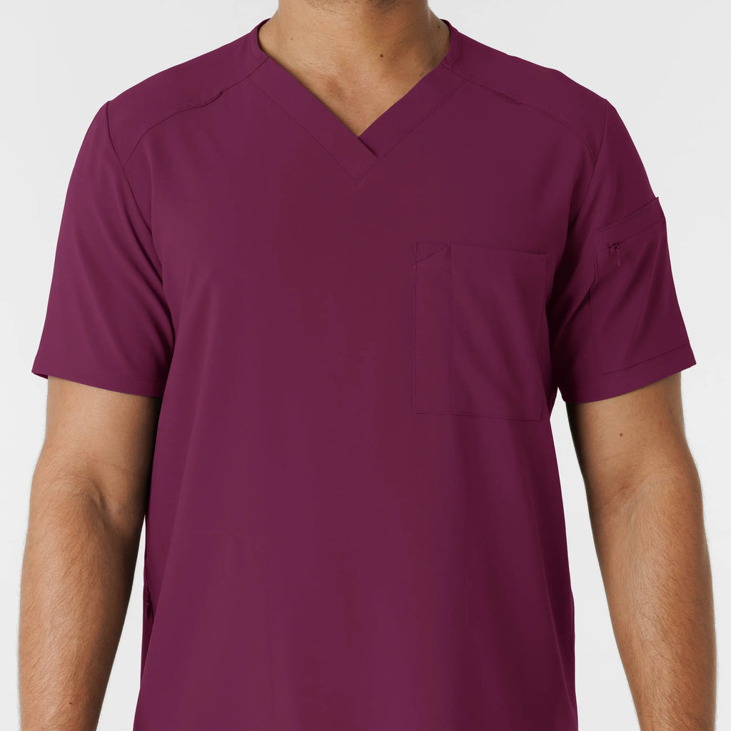 Wink Scrubs Men's V-Neck 5 Pocket Scrub Top Wine | scrub-supply.com