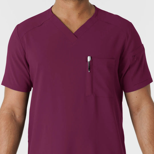 Wink Scrubs Men's V-Neck 5 Pocket Scrub Top Wine | scrub-supply.com