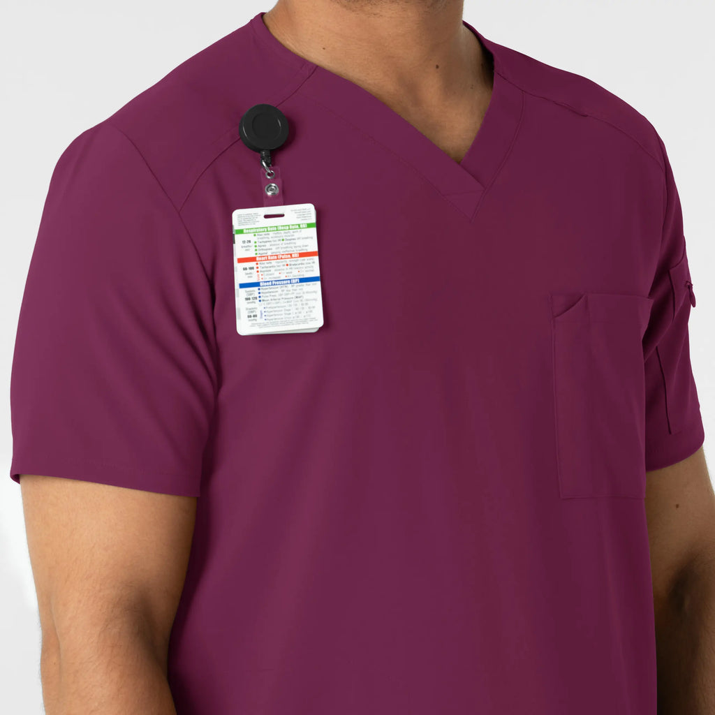 Wink Scrubs Men's V-Neck 5 Pocket Scrub Top Wine | scrub-supply.com