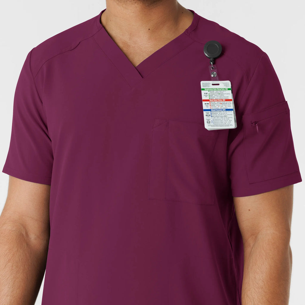 Wink Scrubs Men's V-Neck 5 Pocket Scrub Top Wine | scrub-supply.com