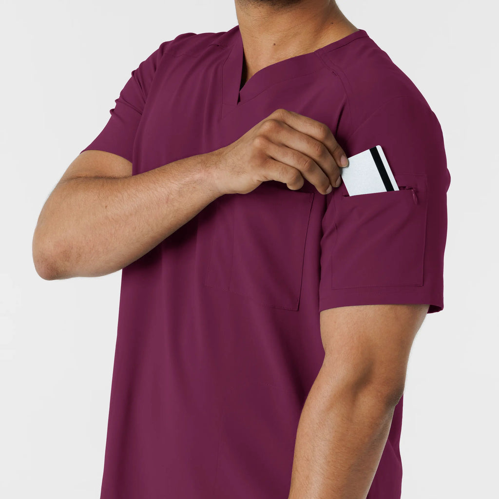 Wink Scrubs Men's V-Neck 5 Pocket Scrub Top Wine | scrub-supply.com