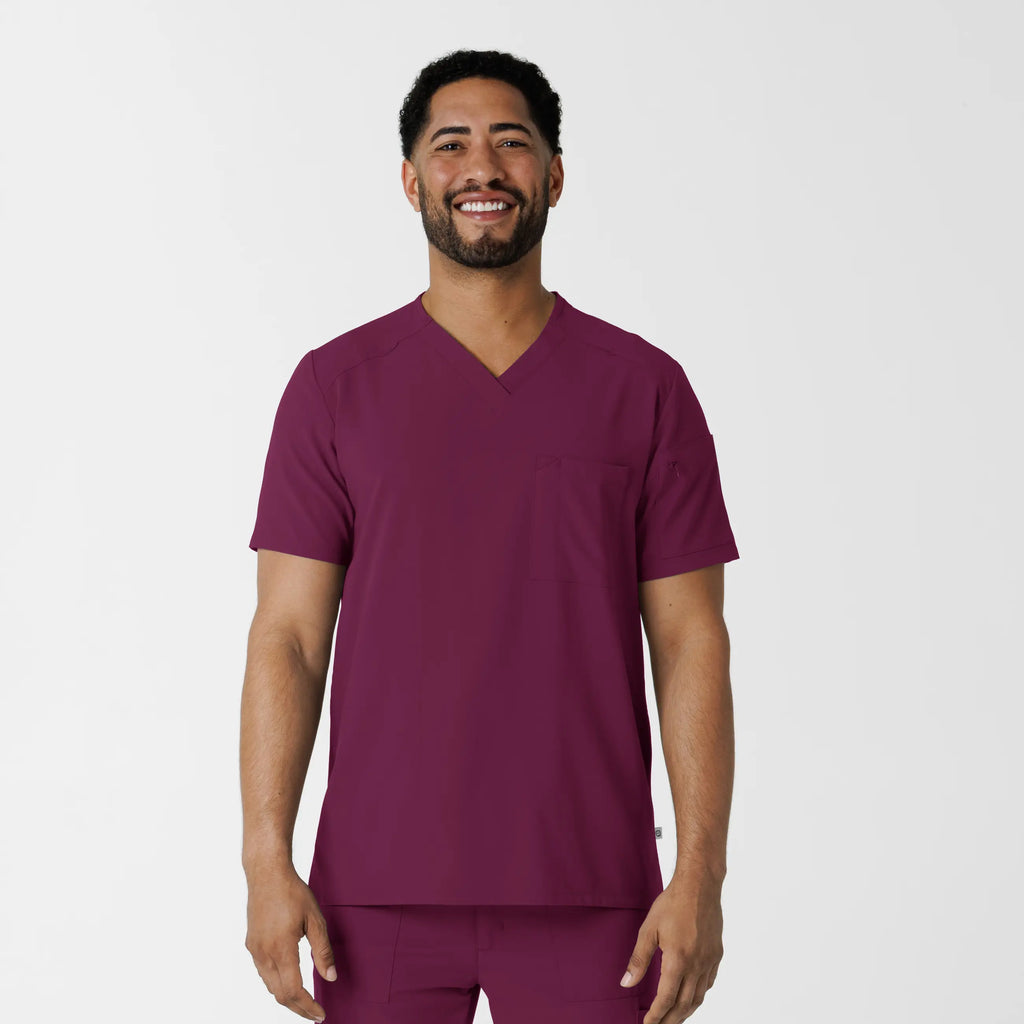 Wink Scrubs Men's V-Neck 5 Pocket Scrub Top Wine | scrub-supply.com