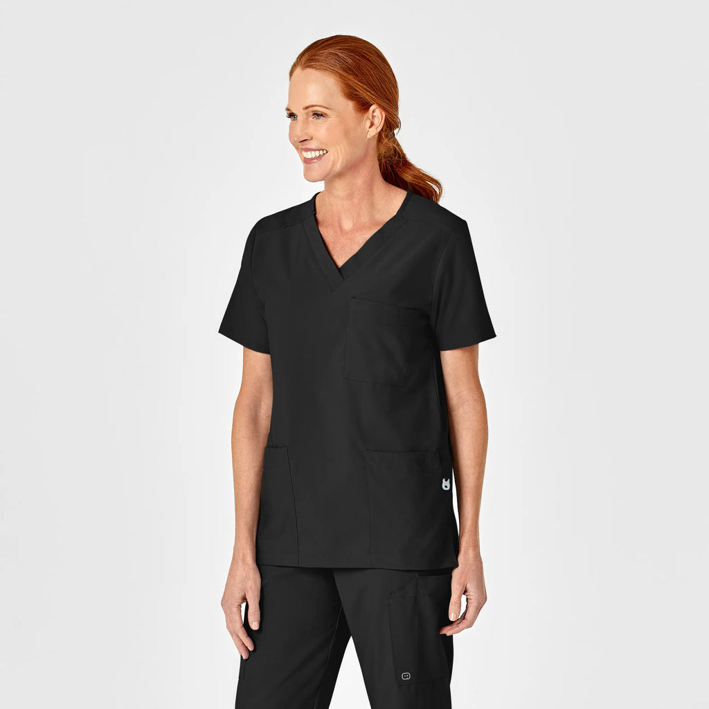 Wink Scrubs Unisex 4 Pocket Utility Scrub Top Black | scrub-supply.com