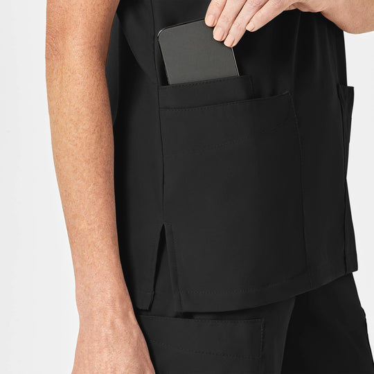 Wink Scrubs Unisex 4 Pocket Utility Scrub Top Black | scrub-supply.com