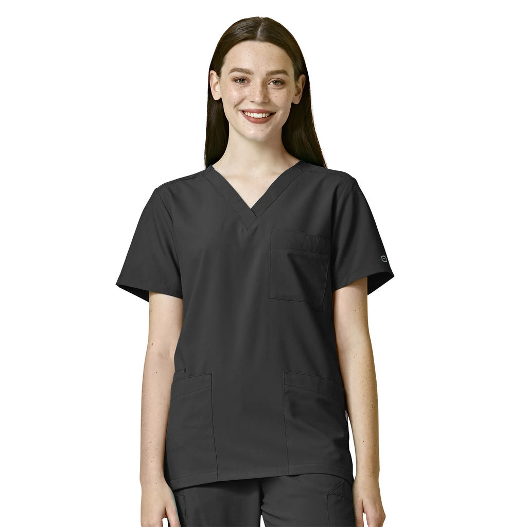 Wink Scrubs Unisex 4 Pocket Utility Scrub Top Black | scrub-supply.com