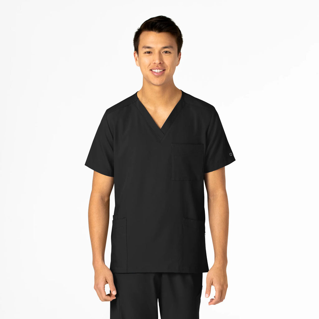 Wink Scrubs Unisex 4 Pocket Utility Scrub Top Black | scrub-supply.com