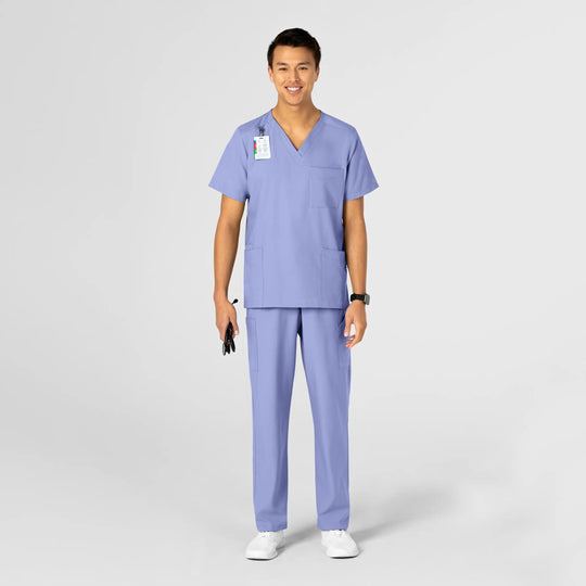 Wink Scrubs Unisex 4 Pocket Utility Scrub Top Ceil Blue | scrub-supply.com