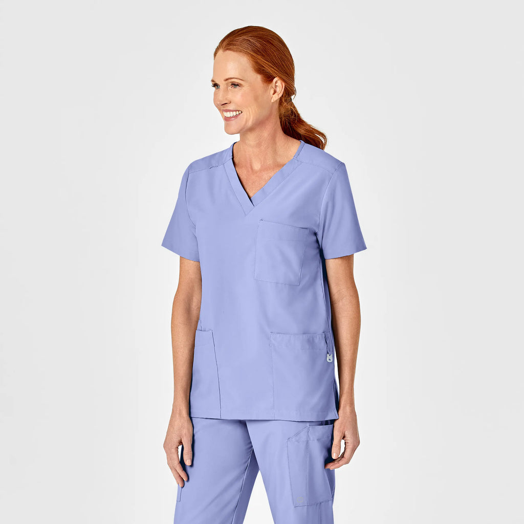 Wink Scrubs Unisex 4 Pocket Utility Scrub Top Ceil Blue | scrub-supply.com