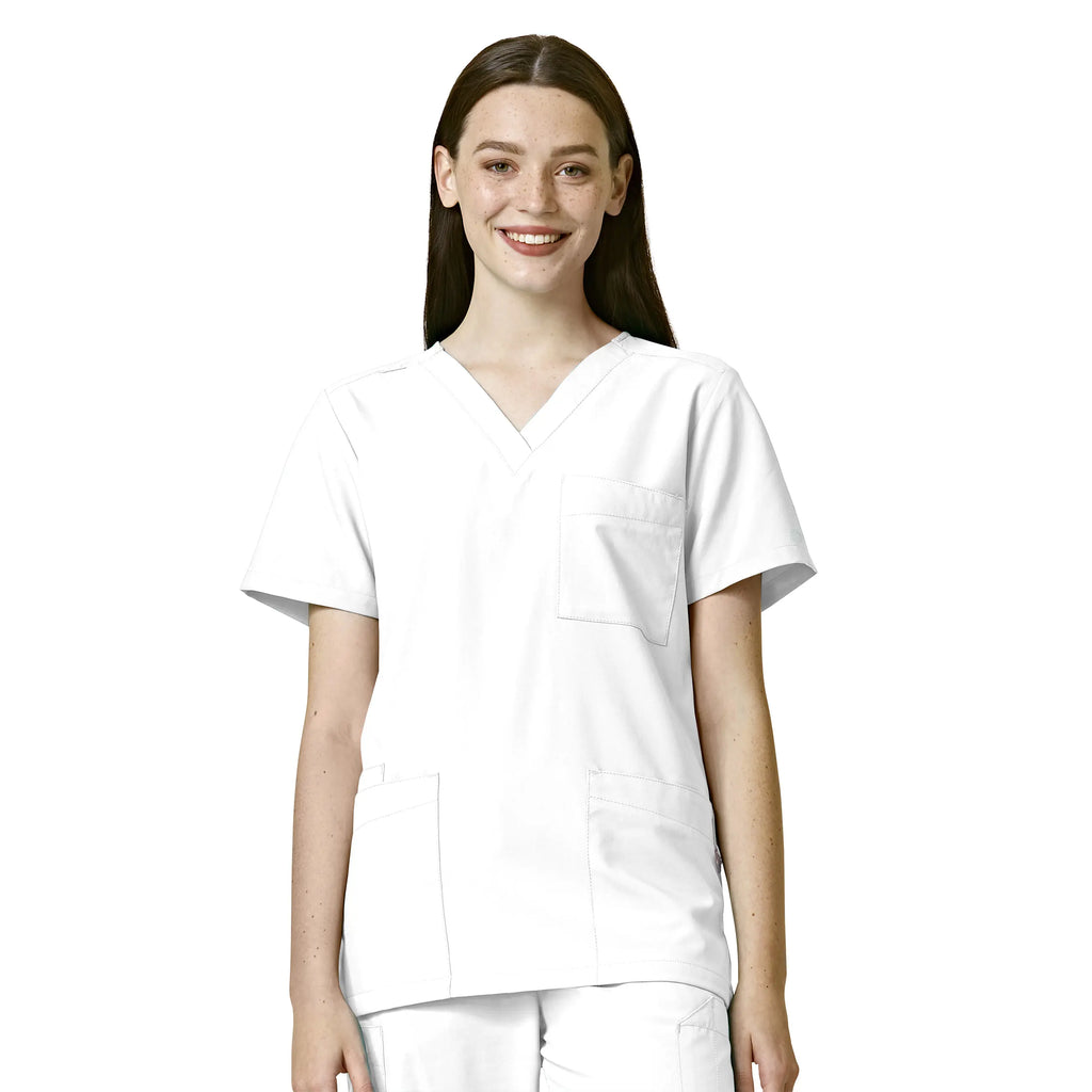 Wink Scrubs Unisex 4 Pocket Utility Scrub Top White | scrub-supply.com