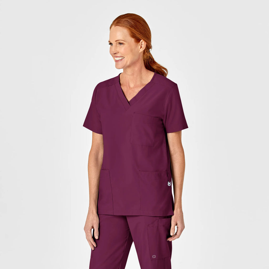 Wink Scrubs Unisex 4 Pocket Utility Scrub Top Wine | scrub-supply.com