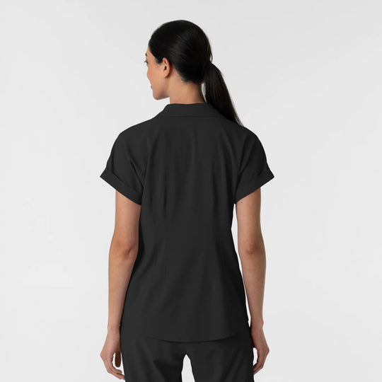 Wink Scrubs Women’s Flex-n-Reach Collared Scrub Top Black | scrub-supply.com