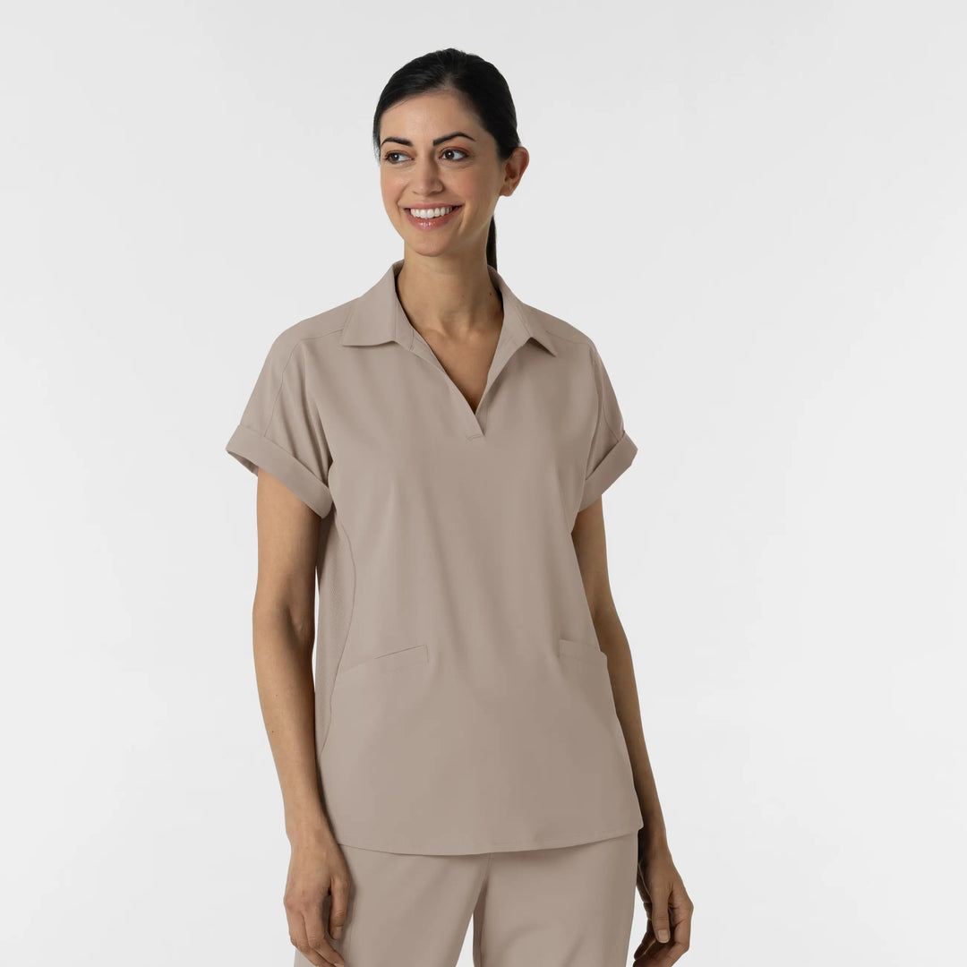 Wink Scrubs Women’s Flex-n-Reach Collared Scrub Top Haze | scrub-supply.com