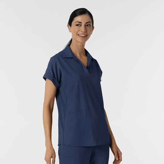 Wink Scrubs Women’s Flex-n-Reach Collared Scrub Top Navy | scrub-supply.com