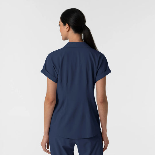 Wink Scrubs Women’s Flex-n-Reach Collared Scrub Top Navy | scrub-supply.com