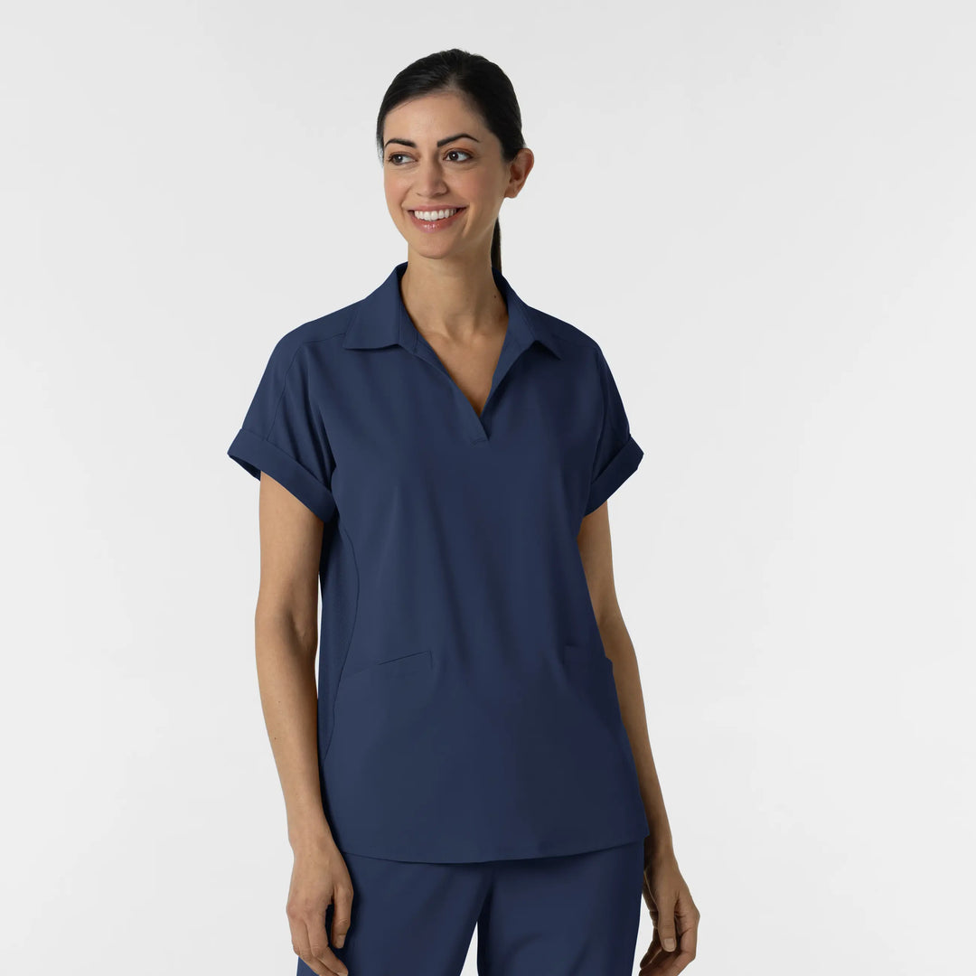 Wink Scrubs Women’s Flex-n-Reach Collared Scrub Top Navy | scrub-supply.com