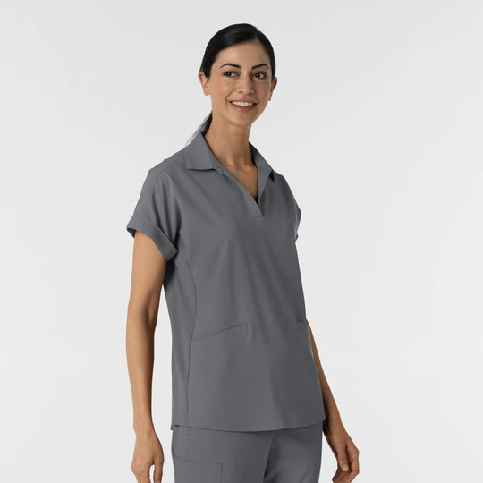 Wink Scrubs Women’s Flex-n-Reach Collared Scrub Top Pewter | scrub-supply.com