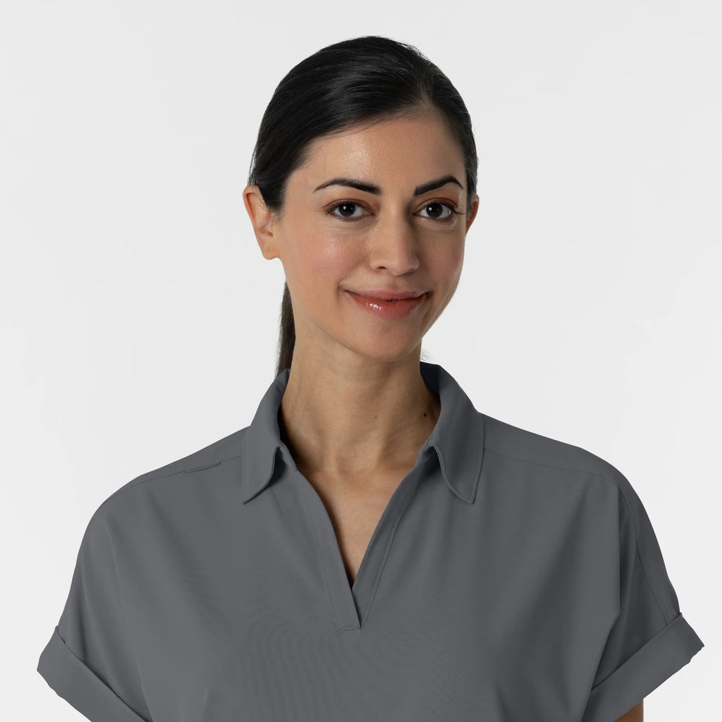 Wink Scrubs Women’s Flex-n-Reach Collared Scrub Top Pewter | scrub-supply.com