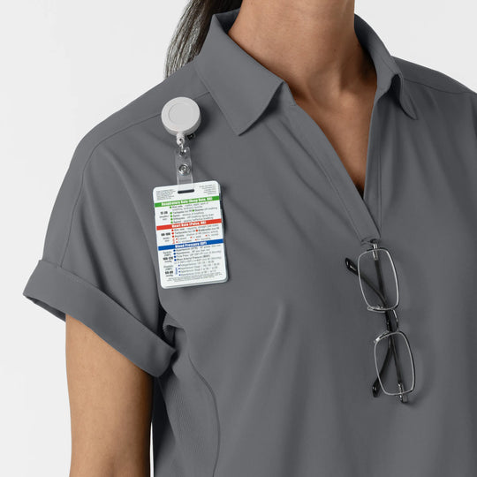 Wink Scrubs Women’s Flex-n-Reach Collared Scrub Top Pewter | scrub-supply.com