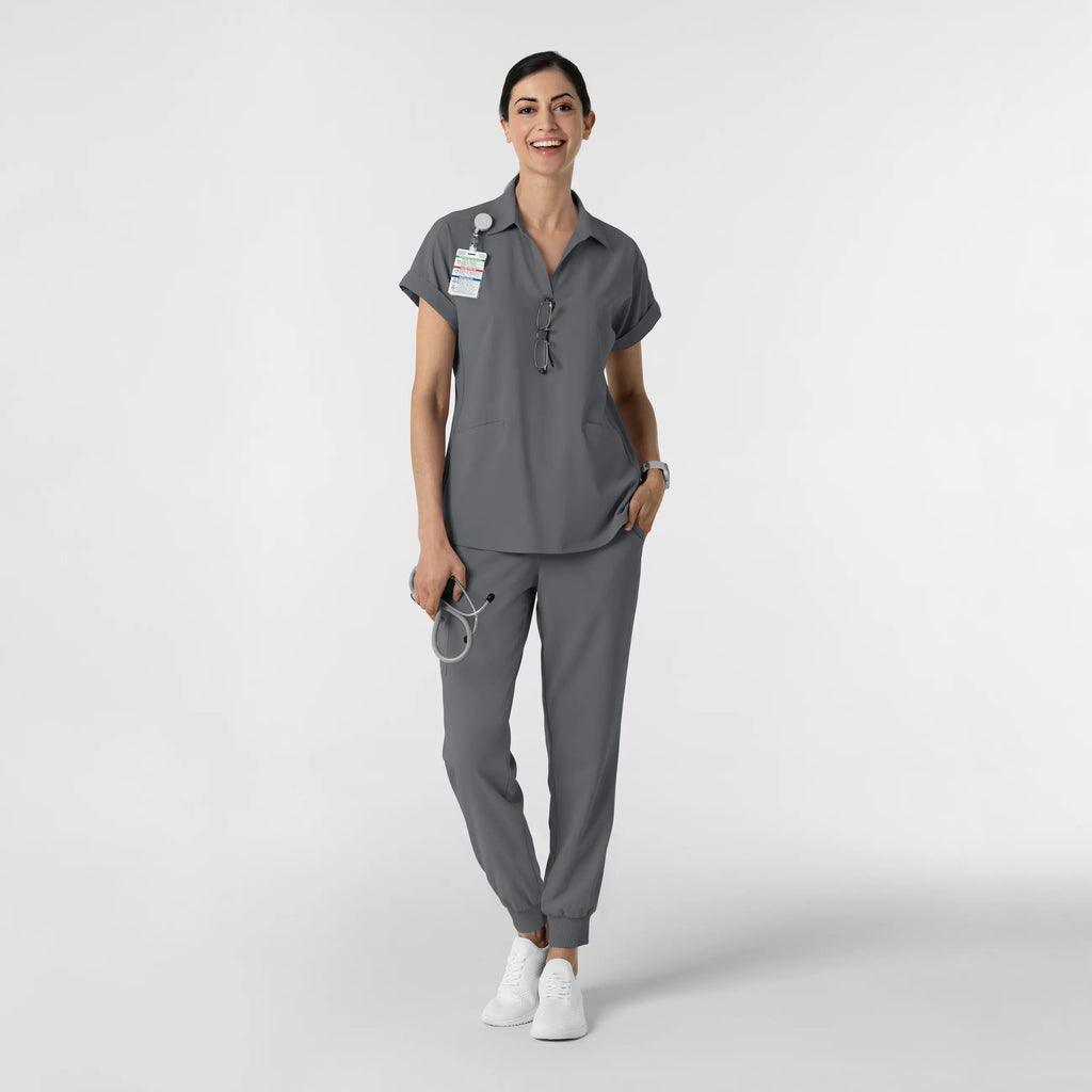 Wink Scrubs Women’s Flex-n-Reach Collared Scrub Top Pewter | scrub-supply.com