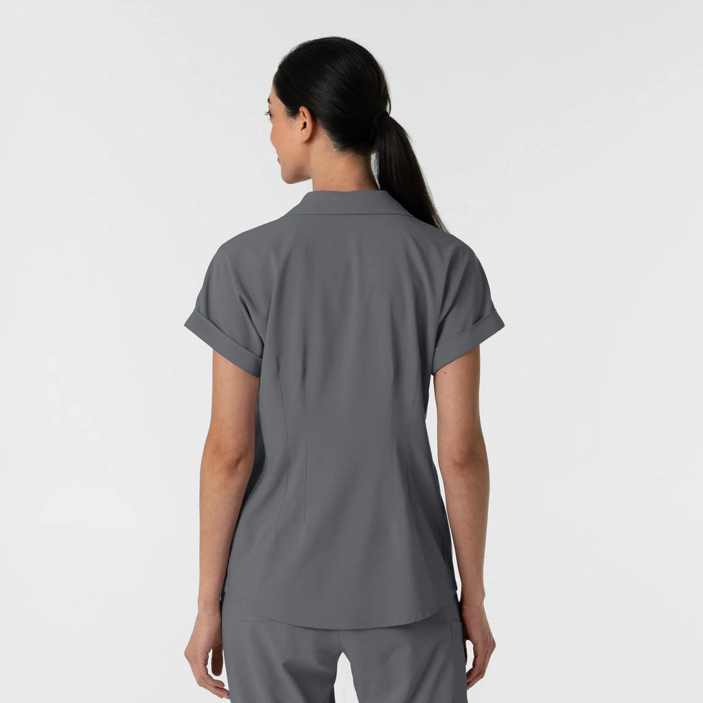Wink Scrubs Women’s Flex-n-Reach Collared Scrub Top Pewter | scrub-supply.com