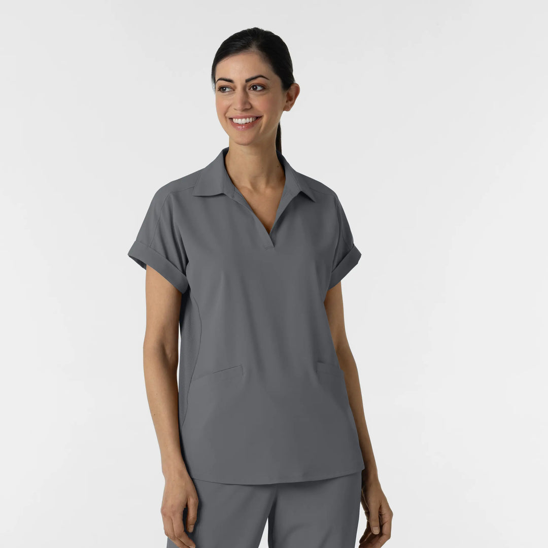 Wink Scrubs Women’s Flex-n-Reach Collared Scrub Top Pewter | scrub-supply.com