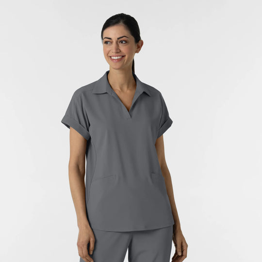Wink Scrubs Women’s Flex-n-Reach Collared Scrub Top Pewter | scrub-supply.com