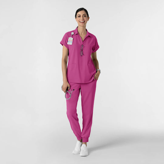 Wink Scrubs Women’s Flex-n-Reach Collared Scrub Top Raspberry | scrub-supply.com