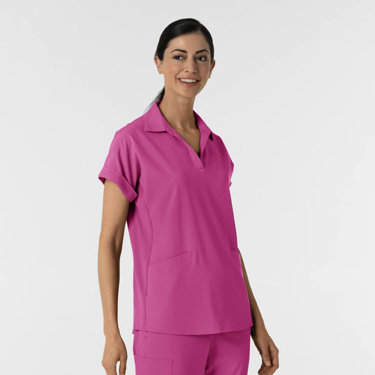 Wink Scrubs Women’s Flex-n-Reach Collared Scrub Top Raspberry | scrub-supply.com