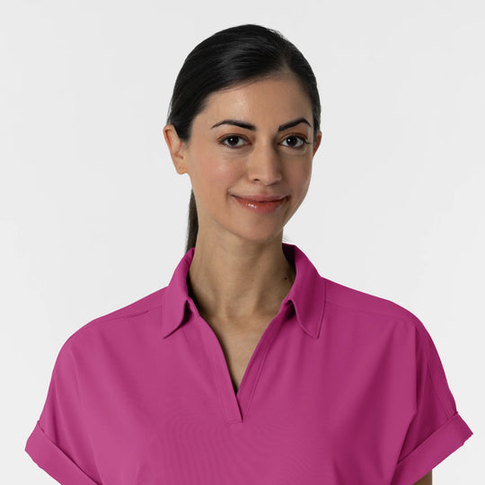 Wink Scrubs Women’s Flex-n-Reach Collared Scrub Top Raspberry | scrub-supply.com