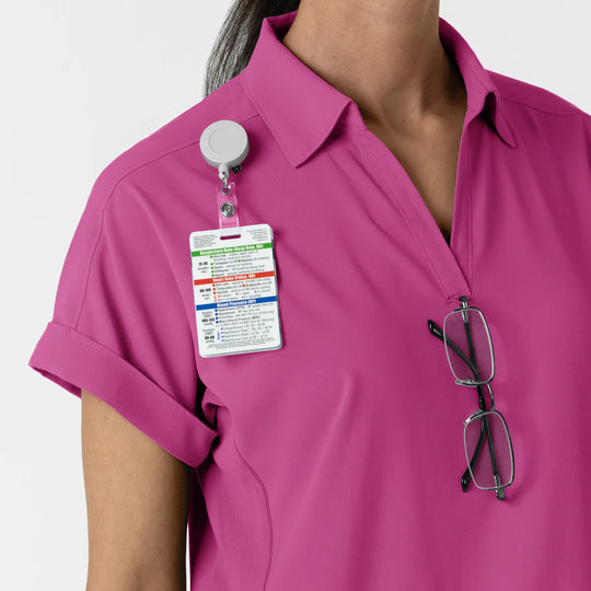 Wink Scrubs Women’s Flex-n-Reach Collared Scrub Top Raspberry | scrub-supply.com