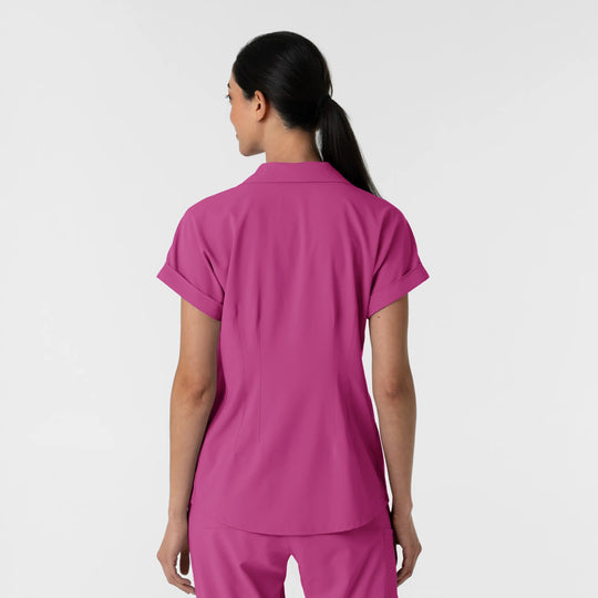 Wink Scrubs Women’s Flex-n-Reach Collared Scrub Top Raspberry | scrub-supply.com