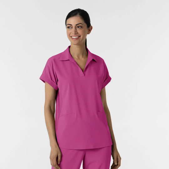 Wink Scrubs Women’s Flex-n-Reach Collared Scrub Top Raspberry | scrub-supply.com