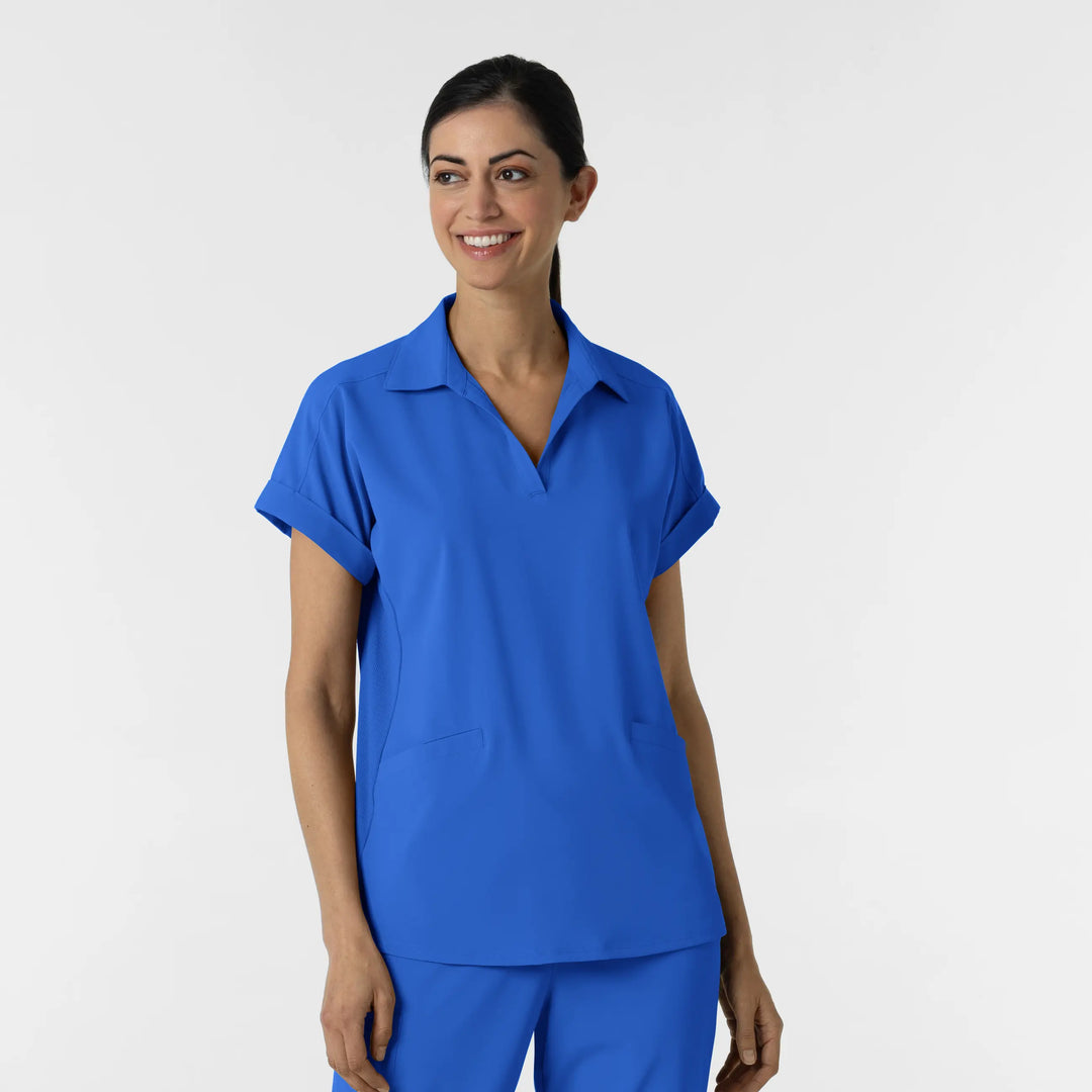 Wink Scrubs Women’s Flex-n-Reach Collared Scrub Top Royal Blue | scrub-supply.com