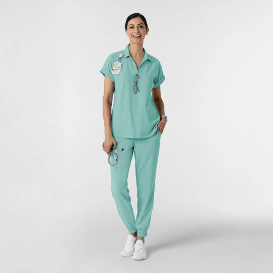Wink Scrubs Women’s Flex-n-Reach Collared Scrub Top Turquoise | scrub-supply.com